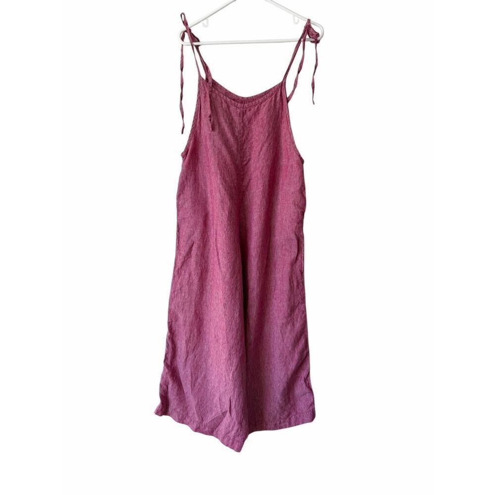J Peterman Jumpsuit Linen Lagenlook Boho‎ Minimalist Pink size Small